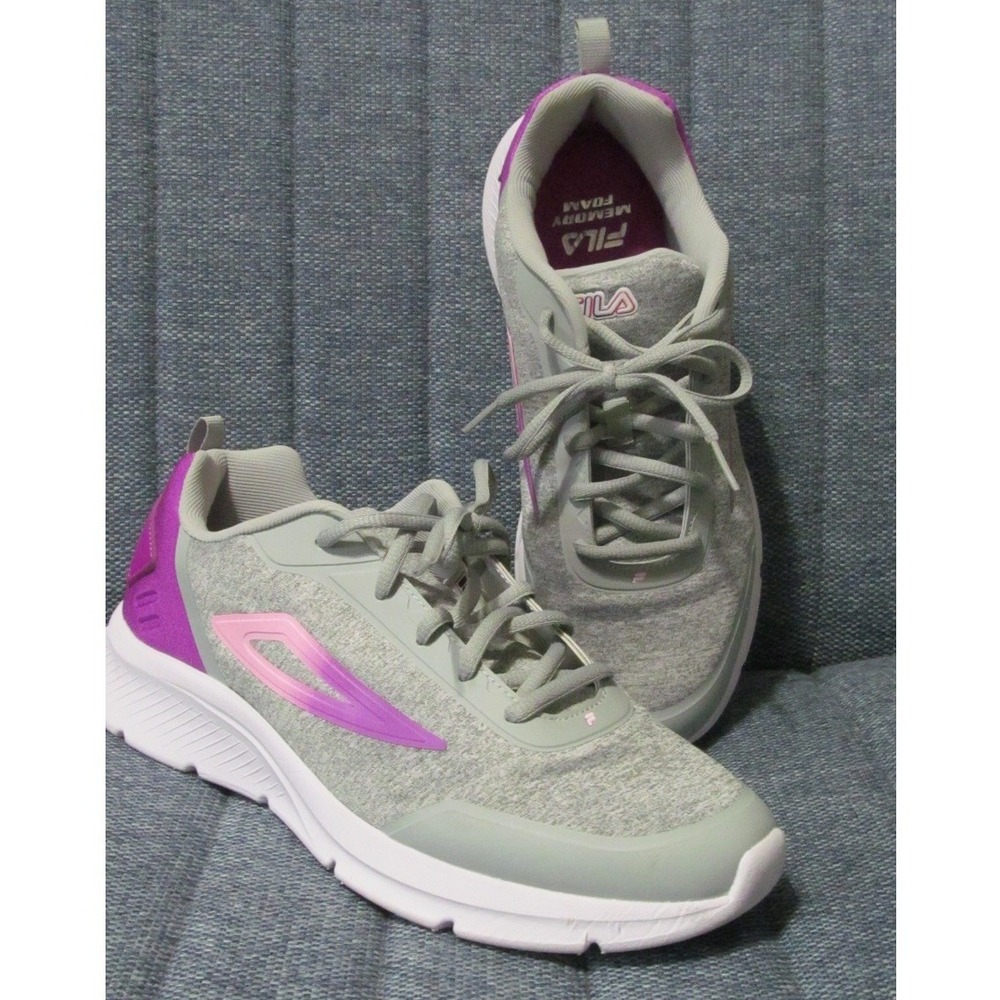 Fila Women's Running Shoes Sneakers Gray Purple Athletic Lace Up Size 10
